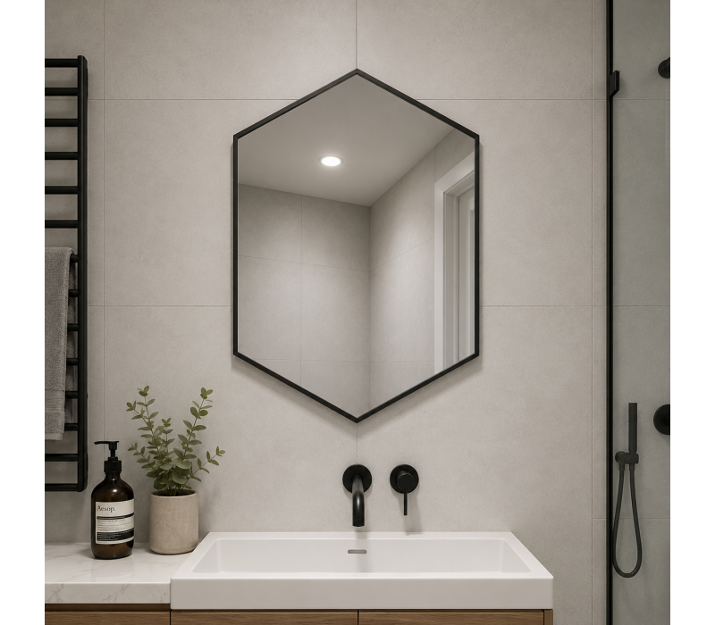 Origins Living Docklands Hexagonal Mirror Black - 50x75cm B375516