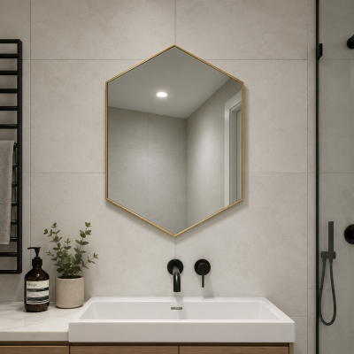 Origins Living Docklands Hexagonal Mirror Brushed Brass - 50x75cm B375509