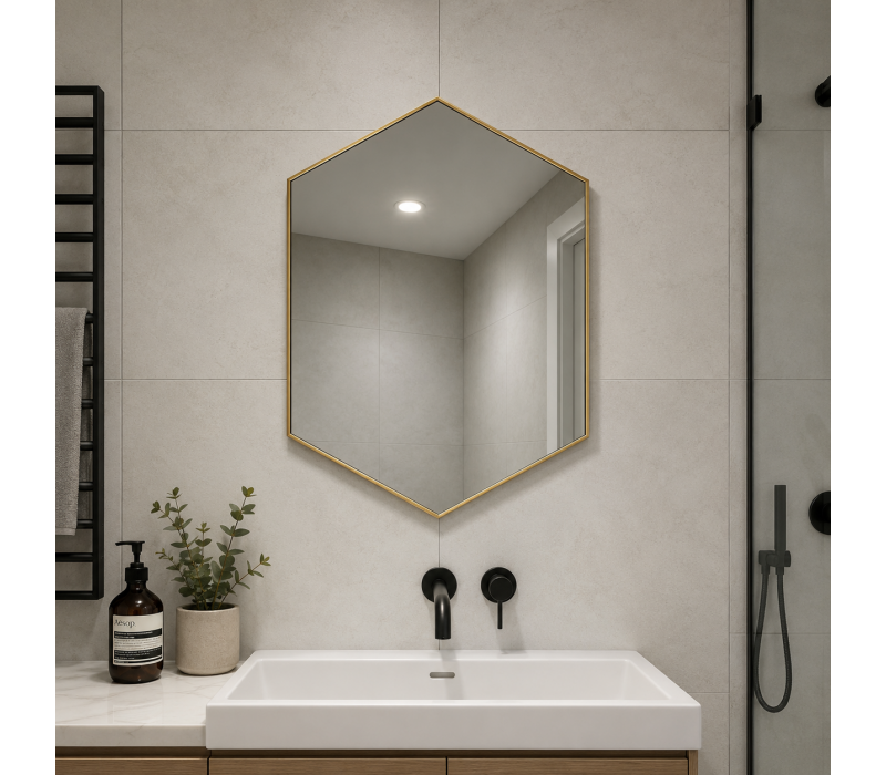 Origins Living Docklands Hexagonal Mirror Brushed Brass - 50x75cm B375509