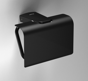 Toilet Roll Holders with Flap 166473 Origins Living S6 Black Toilet Roll Holder with Flap - Black 166473