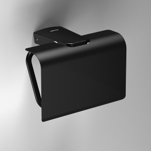 Origins Living S6 Black Toilet Roll Holder with Flap - Black 166473