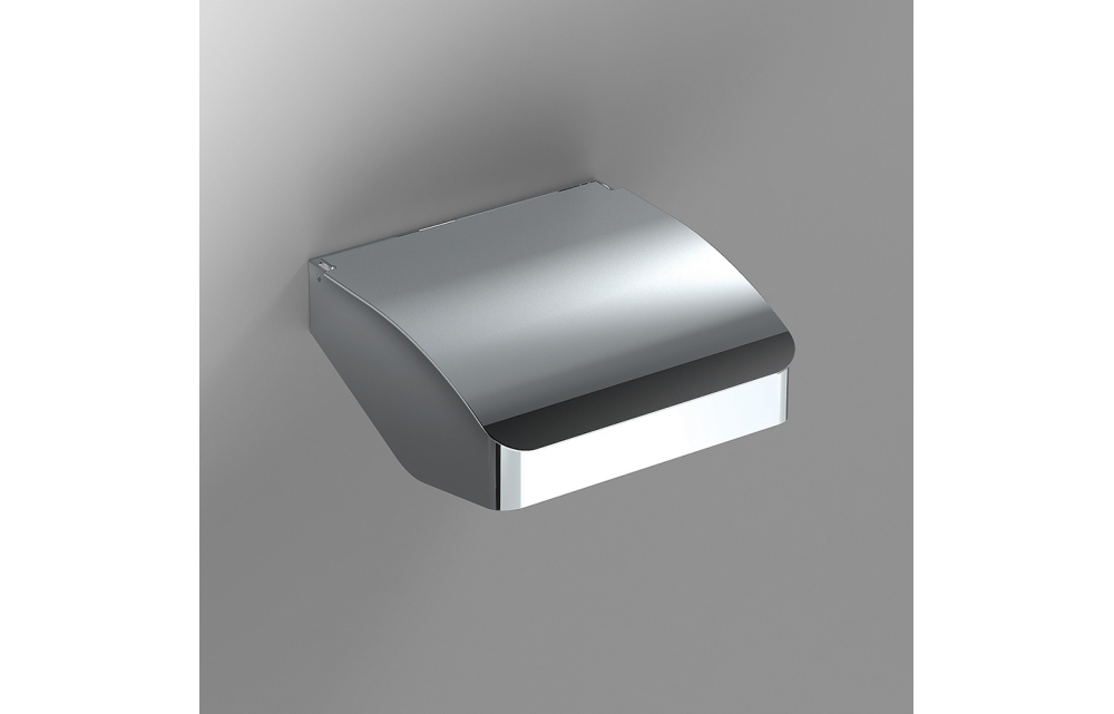 Origins Living S Cube Toilet Roll Holder with Flap - Chrome 166862