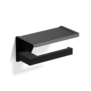 Origins Living S Cube Toilet Roll Holder with Shelf - Black 176373