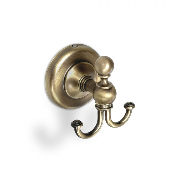 Origins Living Albany Double Hook - Aged Brass ALB-110208-AB Bathroom Wall Fitting