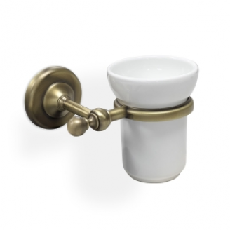 Bathroom Accessories Albany ALB-111001-AB Origins Living Albany Tumbler Holder - Aged Brass/White ALB-111001-AB