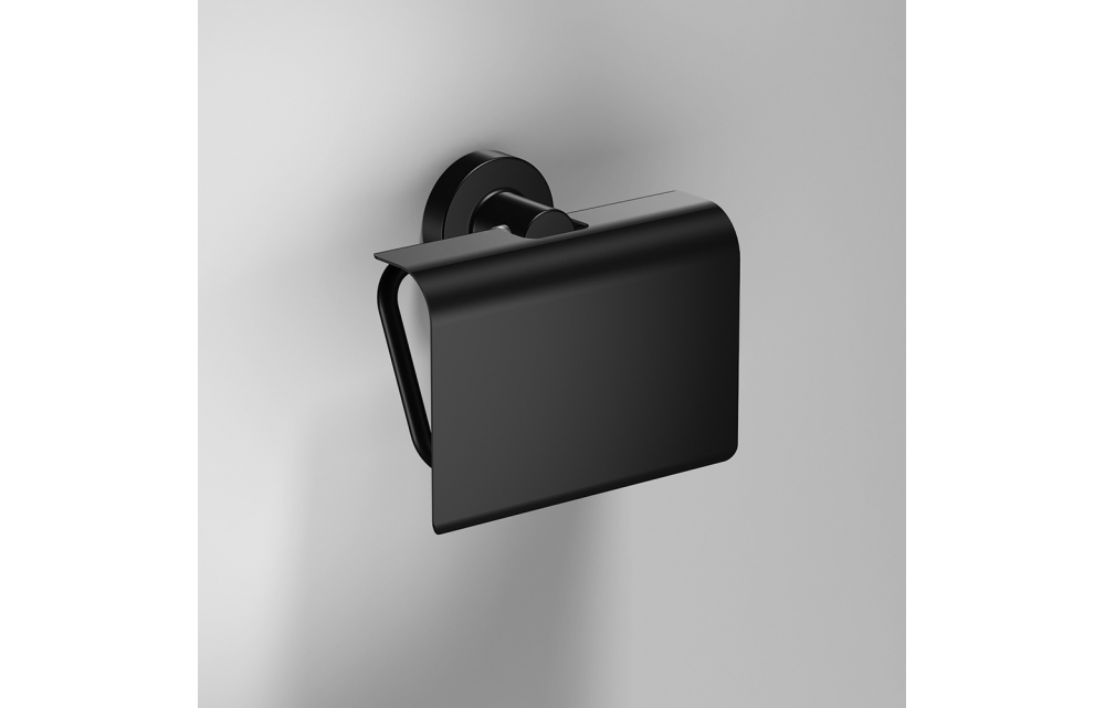 Origins Living Tecno Project Toilet Roll Holder with Flap - Black 166282