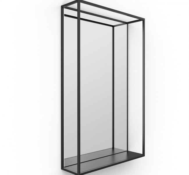 Dockland Rectangular Mirrors DKL-002058-BK Origins Living Docklands Mirror With Shelf 50 Black - 50x80cm DKL-002058-BK