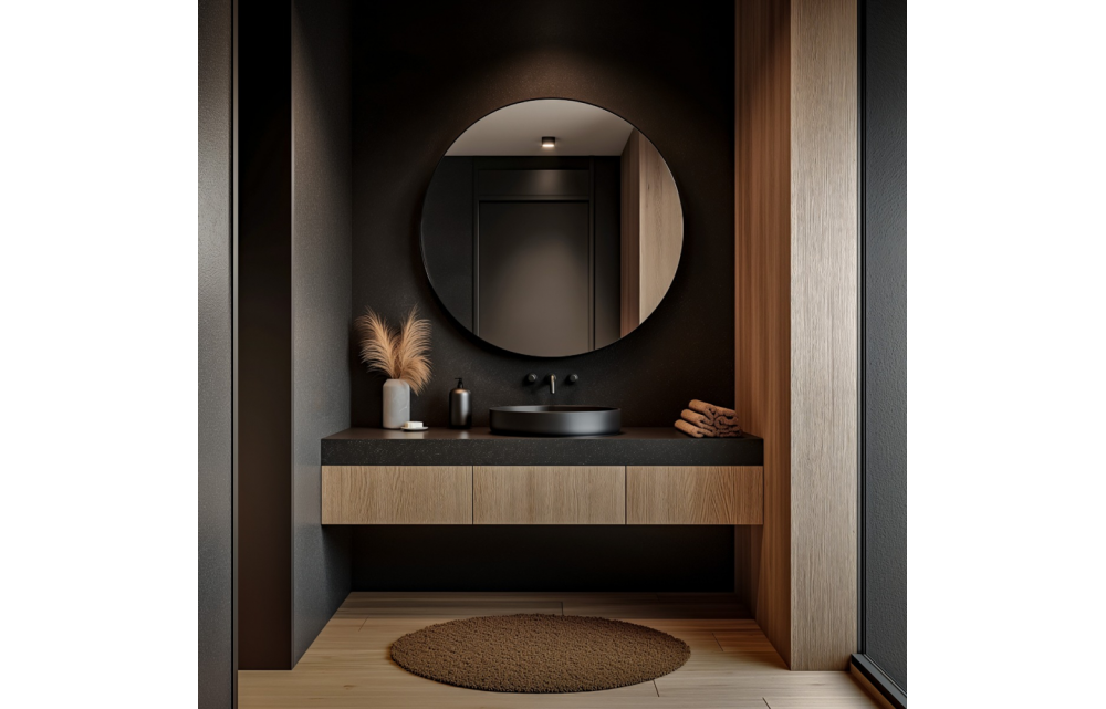 Origins Living Oslo Round Mirror 100cm Black OSL-00D100-BK