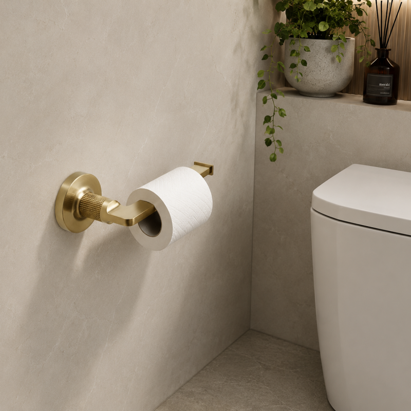Baxter Open Toilet Roll Holder - Brushed Brass