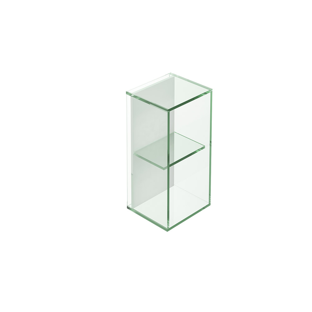 Bathroom Storage Glass Boxing B008455 Origins Living Pier Glass 2 Box Shelf Rectangular - Clear B008455