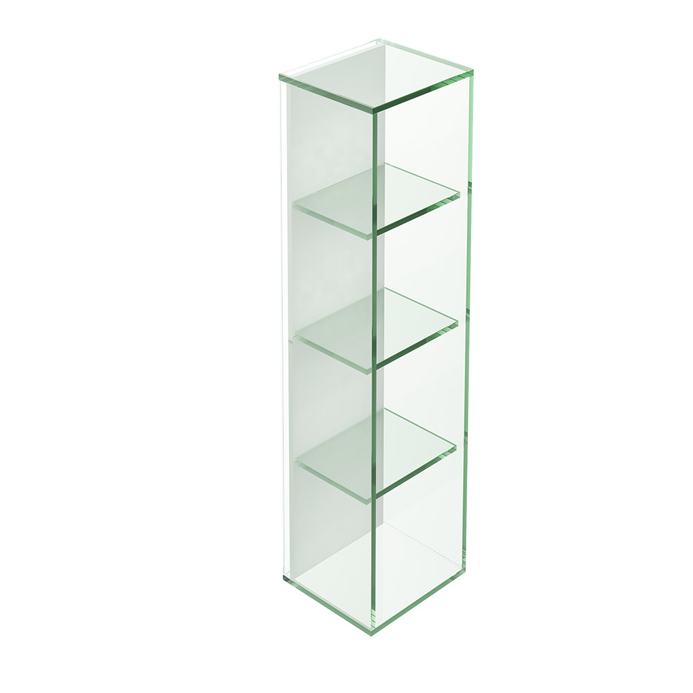 Bathroom Storage Glass Boxing B008486 Origins Living Pier Glass 4 Box Shelf Rectangular - Clear B008486