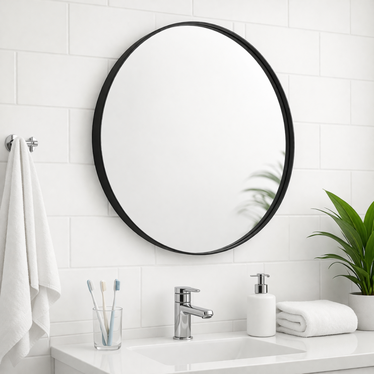 Origins Living City Round Mirror 60cm Black B375622
