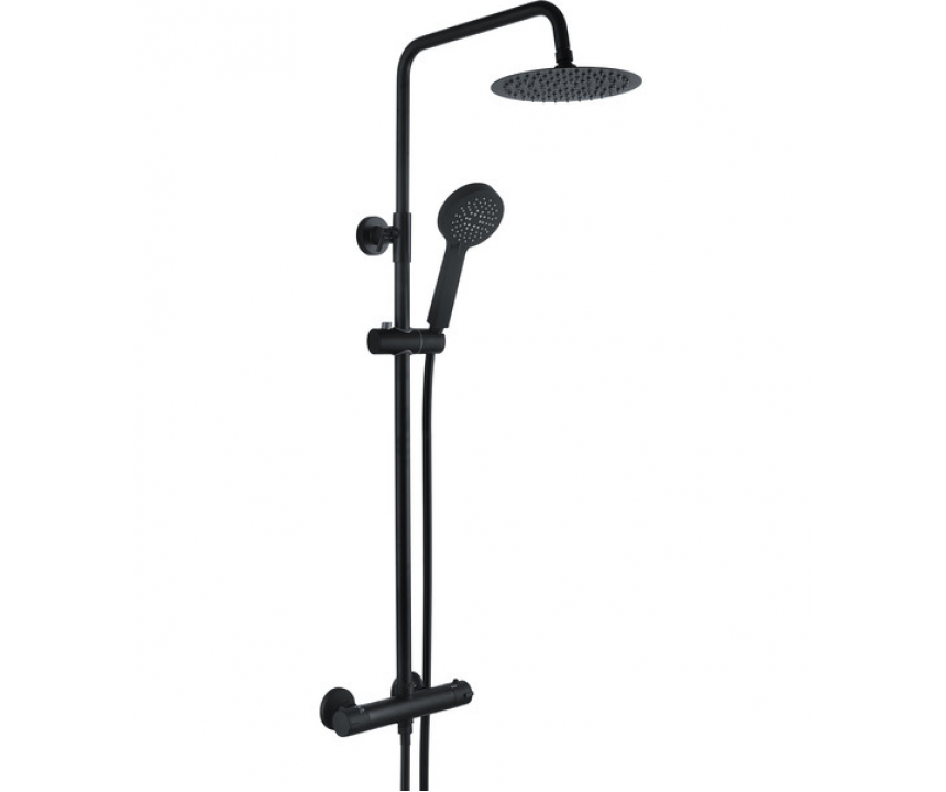 Round Thermostatic Bar Mixer w/Riser Kit - Matt Black