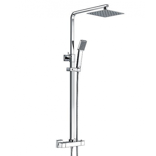 Square Thermostatic Bar Mixer w/Riser Kit - Chrome
