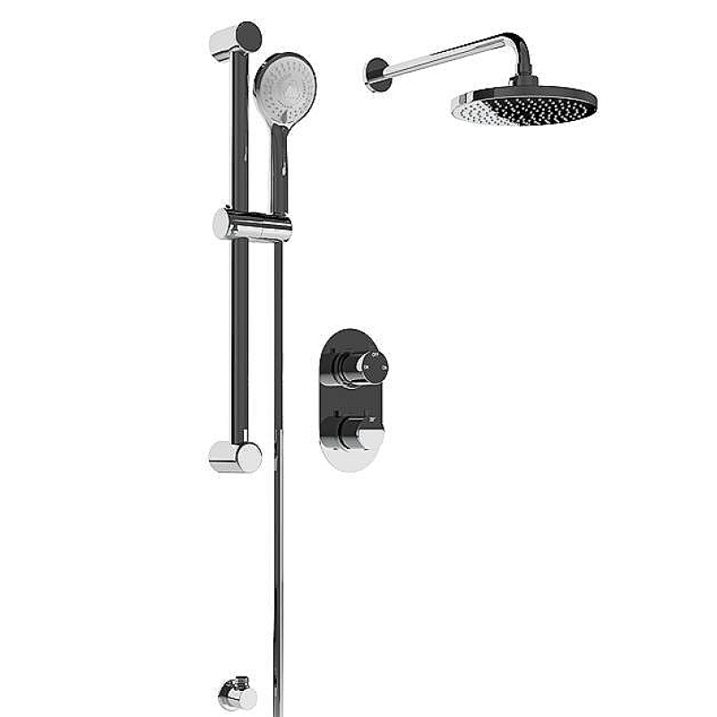 Round Concealed Valve Head & Arm Shower Pack - Chrome