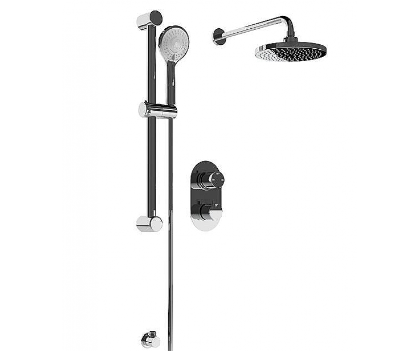 Round Concealed Valve Head & Arm Shower Pack - Chrome