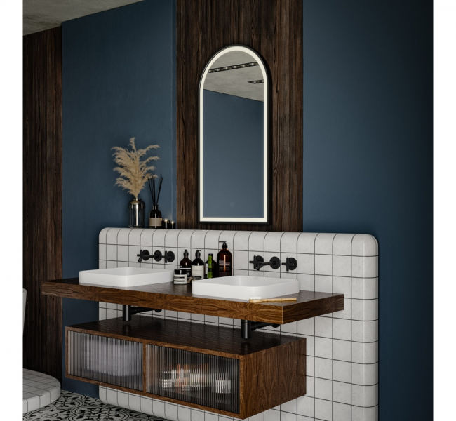 Origins living Lomax Light Bathroom Mirrors LML-01R051-BK Origins Living Lomax Light Arch Mirror 50 Black - 50x100cm LML-01R051-BK