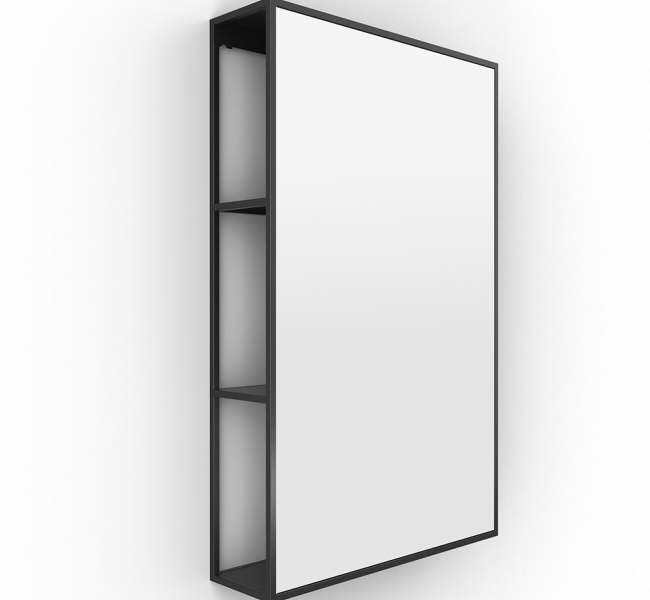 Storage Dockside Mirrors DKS-021058-BK Origins Living Dockside Mirror With Open Shelving 50 Black - 50x80cm DKS-021058-BK