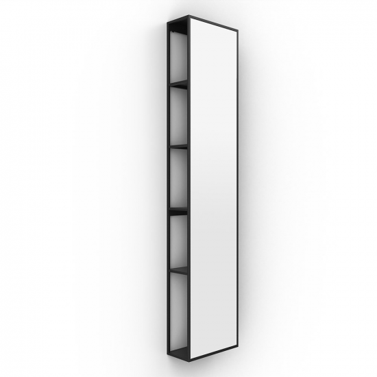 Origins Living Dockside Mirror With Open Shelving 140 Black - 30x140cm DKS-021314-BK