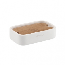 Origins Living Ninfea Soap Dish - White/Bamboo 1311-02 Origins Living Ninfea Soap Dish - White/Bamboo 1311-02
