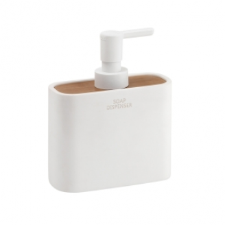 Bathroom Accessories Ninfea 1380-02 Origins Living Ninfea Soap Dispenser - White/Bamboo 1380-02