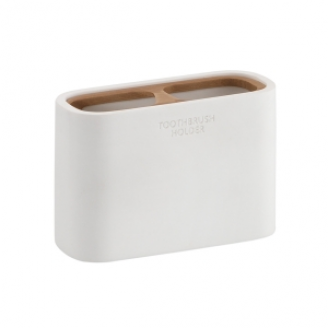 Bathroom Accessories Ninfea 1398-02 Origins Living Ninfea Tumbler - White/Bamboo 1398-02