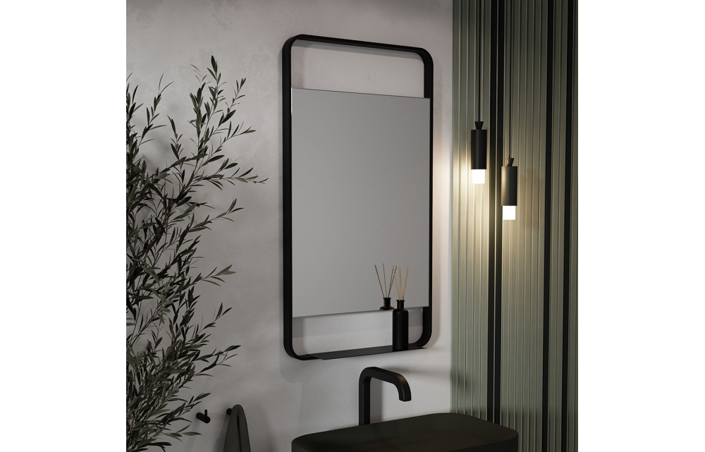 Origins Living Ludgate Mirror with Shelf 55 Black LDG-002510-BK