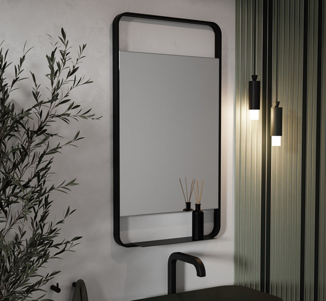 Origins Living Mirrors Ludgate LDG-002510-BK Origins Living Ludgate Mirror with Shelf 55 Black LDG-002510-BK