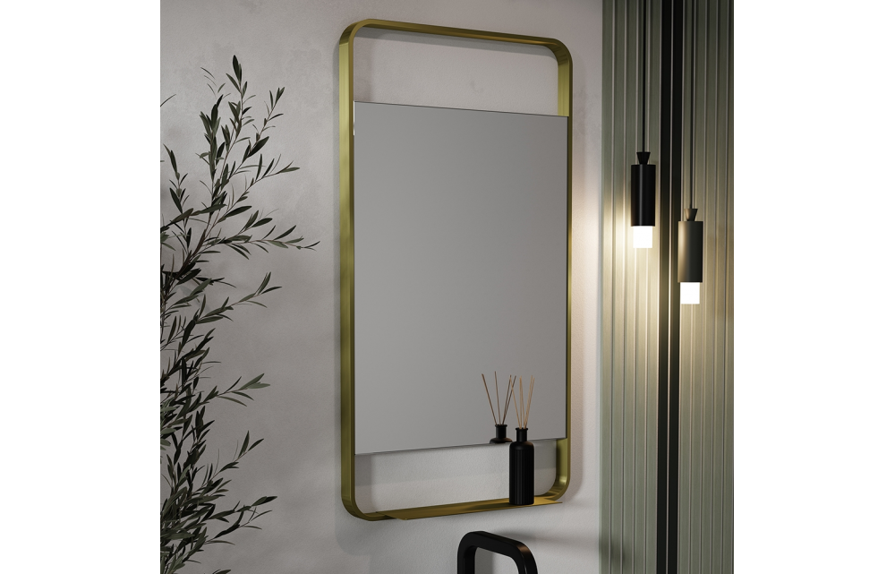 Origins Living Ludgate Mirror with Shelf 55 Brushed Brass LDG-002510-BB