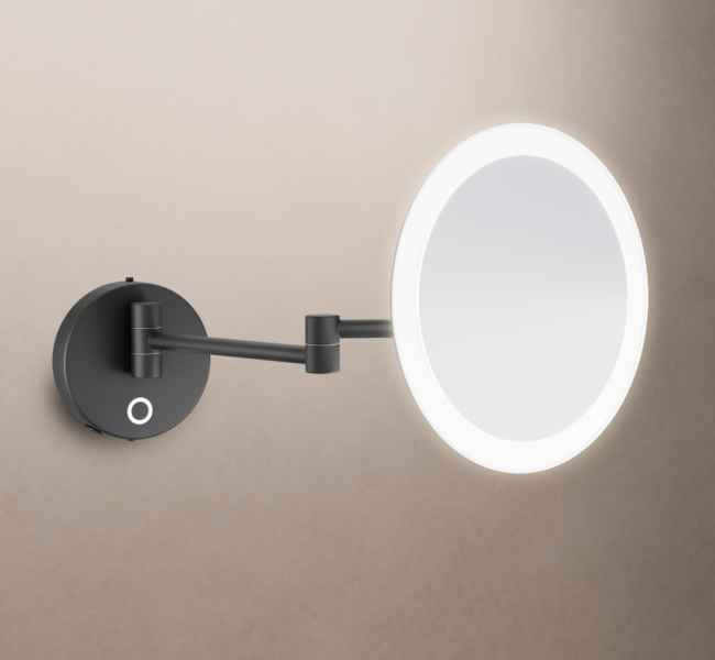 Bathroom Magnifying Mirrors SLN-017302-BK Origins Living Sloane Round LED Magnifying Mirror Black SLN-017302-BK