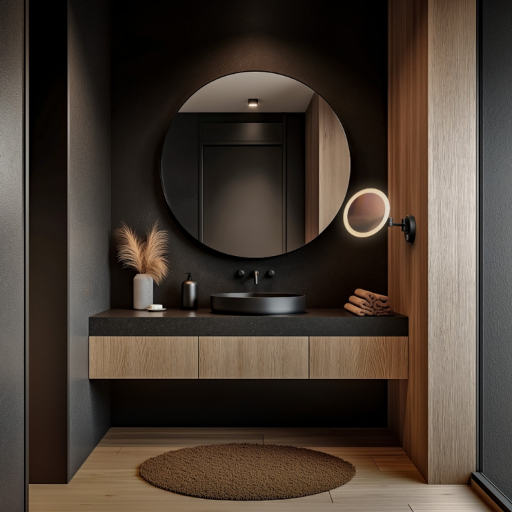 Magnifying Mirrors SLN-017302-BK Origins Living Sloane Round LED Magnifying Mirror Black SLN-017302-BK