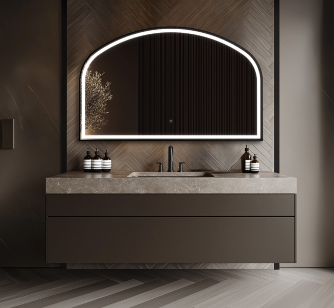 Origins living Lomax Light Bathroom Mirrors LML-01R127-BK Origins Living Lomax Light Overmantle Arch 120 Black - 120x75cm LML-01R127-BK