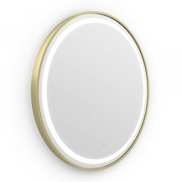 Origins Living Lomax Light Round Mirror 70cm Brushed Brass LML-01D070-BB Illuminated Bathroom Mirror