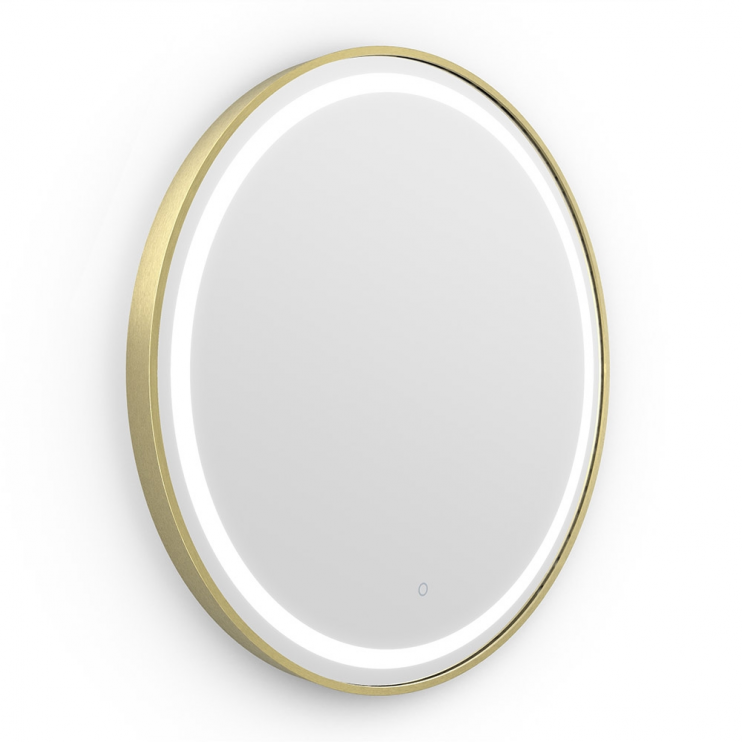 Origins Living Lomax Light Round Mirror 70cm Brushed Brass LML-01D070-BB Illuminated Bathroom Mirror