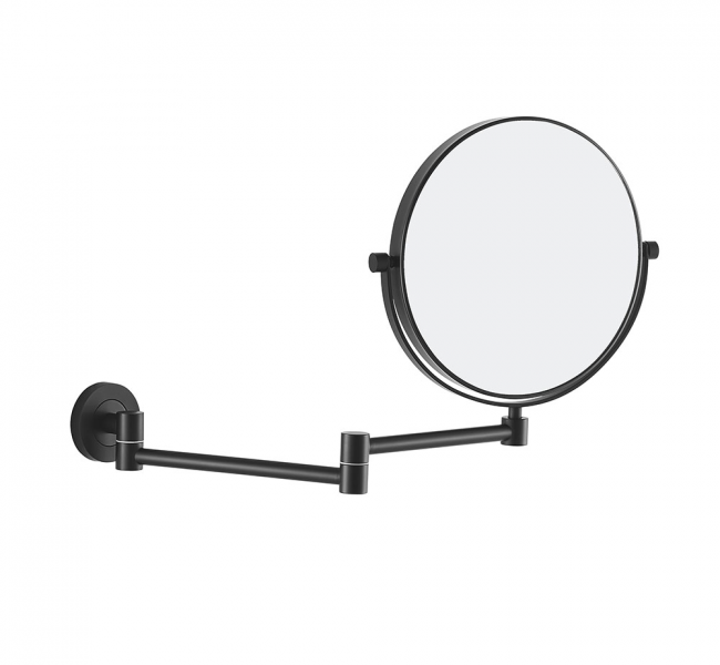 Bathroom Magnifying Mirrors HTN-007520-BK Origins Living Hutton Reversible 5x Magnifying Wall Mirror - Black HTN-007520-BK