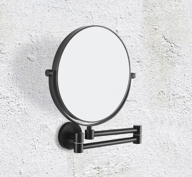 Bathroom Magnifying Mirrors HTN-007520-BK Origins Living Hutton Reversible 5x Magnifying Wall Mirror - Black HTN-007520-BK