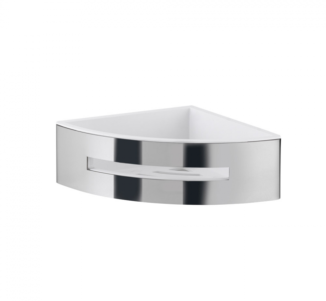 Modern Style Shower Baskets 7780-23 Origins Living Poseidon Corner Basket - Chrome/White 7780-23