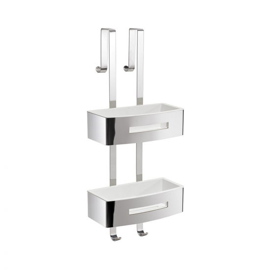 Origins Living Poseidon Rectangular Double Hanging  Basket - Chrome/White 7719-23