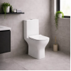 Cedarwood Rimless Comfort Height Close Coupled Open Back WC & Slim Soft Close Seat