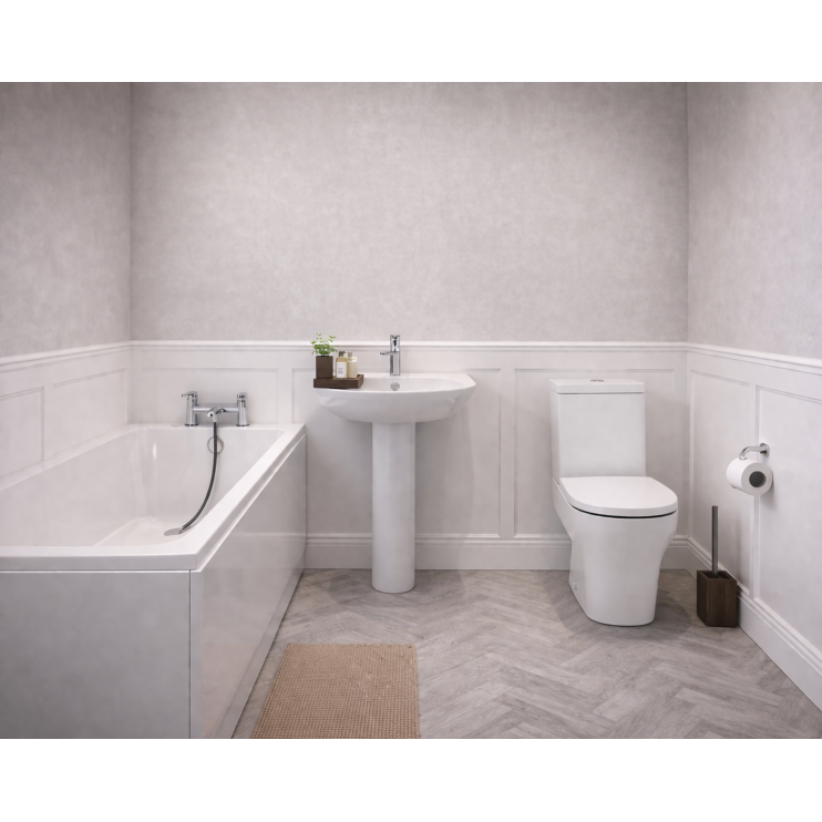 Full Bathroom Suite & Bath with Chrome Taps and Wastes