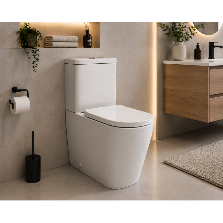 Tilia Rimless Close Coupled Fully Shrouded Short Projection WC & Soft Close Seat Tilia Rimless Close Coupled Fully Shrouded Short Projection WC & Soft Close Seat
