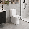 Cedarwood Short Projection Close Coupled Fully Shrouded WC & Wrapover Soft Close Seat