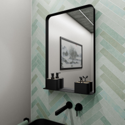 Origins Living City Mirror with Shelf 50 Black - 50x75cm CTY-002057-BK