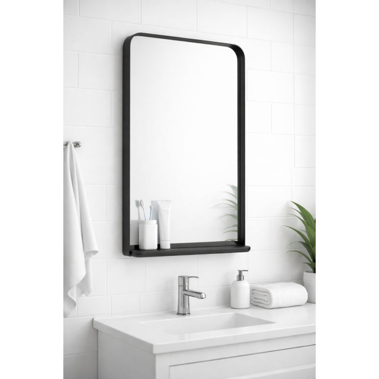 Origins Living City Mirror with Shelf 50 Black - 50x75cm CTY-002057-BK