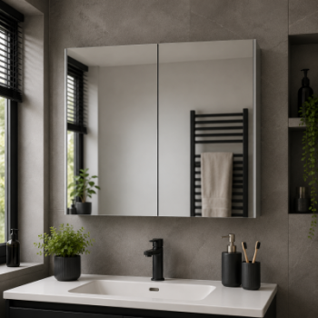 VitrA 1020x695mm Mirrored Cabinet - Brushed Chrome