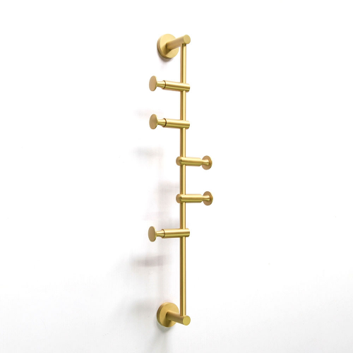 Archer Vertical Rail With 5 Hooks - Satin Brass