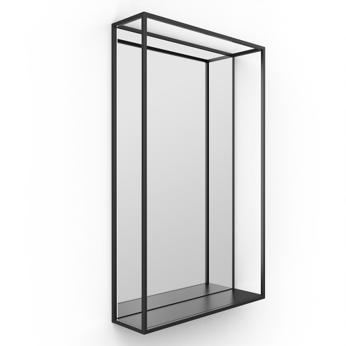 Docklands Mirror With Shelf 50 Black - 50x80cm