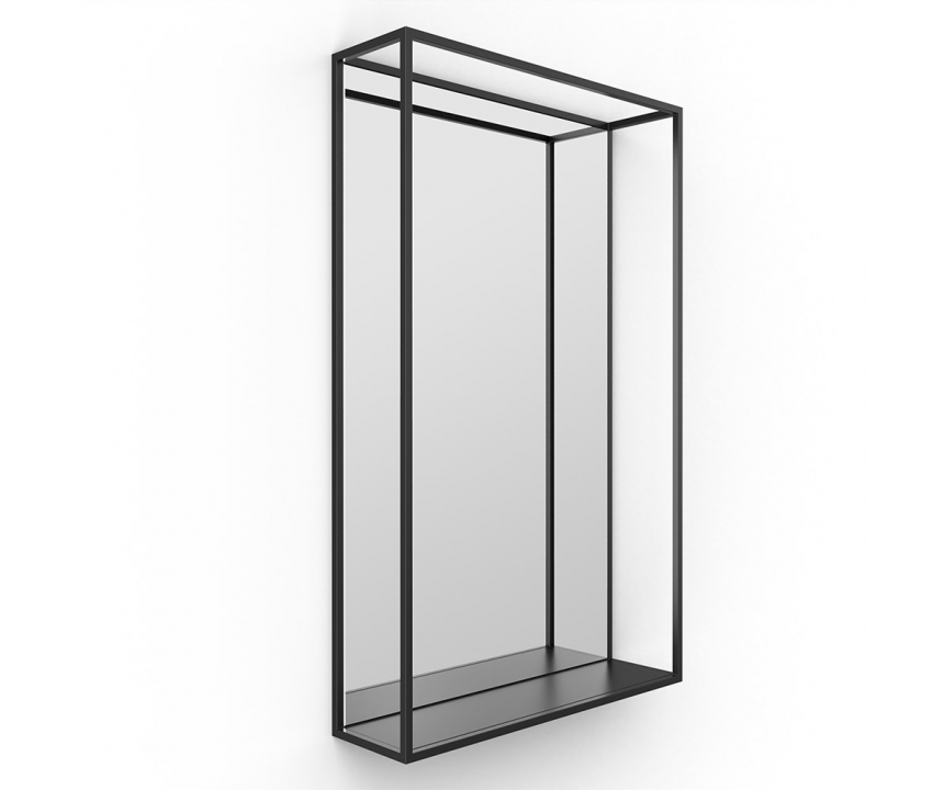Docklands Mirror With Shelf 50 Black - 50x80cm