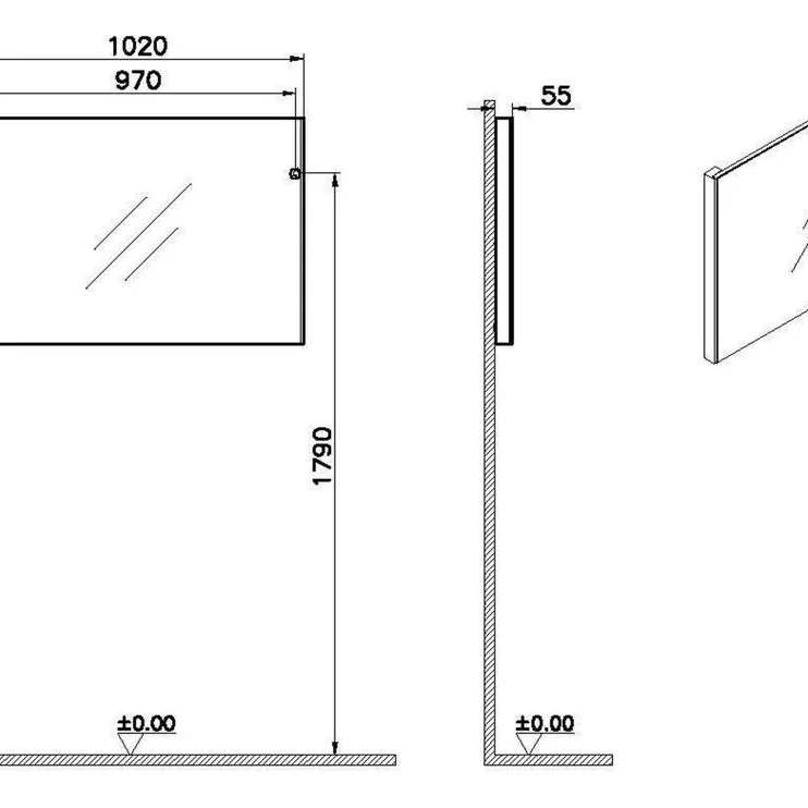 VitrA 1020x695mm Rectangular Mirror - Brushed Chrome