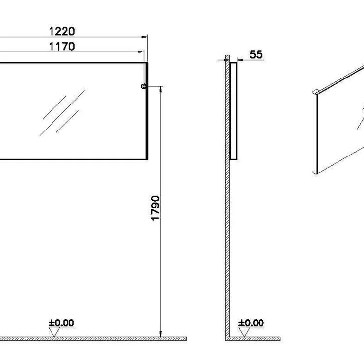 VitrA 1220x695mm Rectangular Mirror - Brushed Chrome